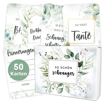 Image de Cartes de suivi de grossesse, format A6, lot de 50, pour photos, souvenirs, cadeaux, idéal pour une fête prénatale, motif : feuille verte