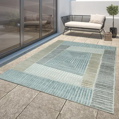 Produktbild von TT Home Moderner Outdoor Teppich Wetterfest Innen & Außenbereich Geometrisch Braun Beige Größe 120x170 cm
