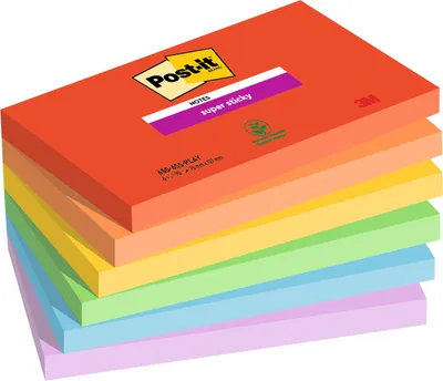 Produktbild von Post-it Haftnotizen Super Sticky Notes 127 x 76 mm Playful 6 Blöcke á 90 Blatt