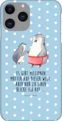 Produktbild von Mr. & Mrs. Panda Iphone 11 Pro Handyhülle Pinguin mit Kind - Blau Pastell - Geschenk, Vorbild Mama, Muttertag, Mutter, Premium Kunststoff, Handy Case, Familie