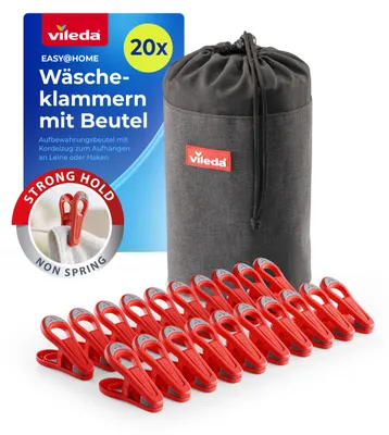 Produktbild von Vileda Wäscheklammern 20 Stück mit Beutel, ohne Metallfeder