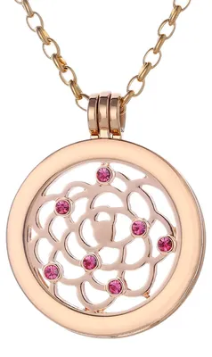 Produktbild von Morella Damen Halskette gold 70 cm Edelstahl mit Amulett und Coin 33 mm Himmelsornament in Schmuckbeutel