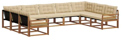 Zdjęcie produktu dla vidaXL Zestaw mebli ogrodowych, sofa i fotele, 9 sztuk, kolor naturalny i beżowy