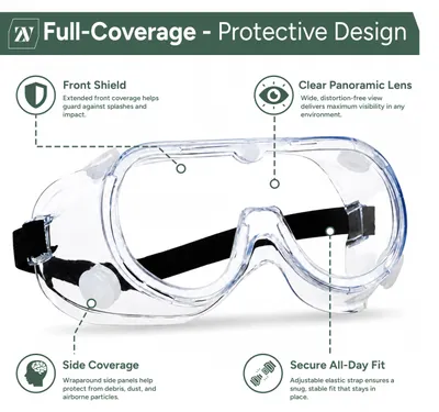 Imagen del producto de Gafas de seguridad transparentes, antivaho, resistentes a impactos y al polvo, para uso en el trabajo y en laboratorios