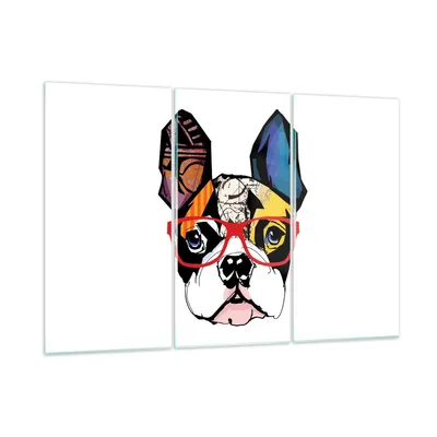 Produktbild von Bilder auf glas - Hund Brille Bunt Bulldogge - 165x110cm - Glasbilder - Wandbilder - Kunstdruck - zum Aufhängen bereit - Wanddekoration aus Glas - Glas Bilder - Wandbild auf Glas - GCE165x110-3206