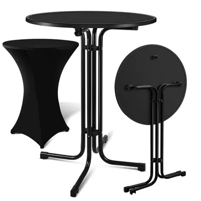 Immagine prodotto di Tavolo da bar pieghevole Hengda - Tavolo da bistrot gastronomico rotondo - Tavolo da giardino pieghevole resistente alle intemperie - Tavolo da festa rotondo - Resistente al calore - Stabile e sicuro
