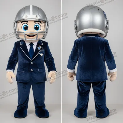 Produktbild von Silber-glänzender MASTICOT American-Football-Helm-Maskottchen