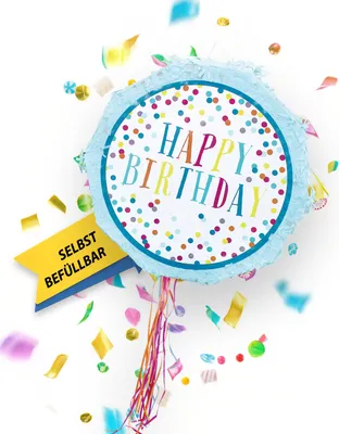 Produktbild von Pinata Happy Birthday Blau Kinder-Geburtstag Schlag-Pinata 44 x 44 cm Partyspiel