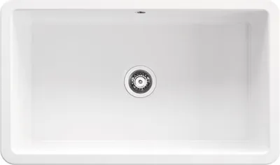 Produktbild von Lumi 1 Becken Keramik Spüle ohne Abtropffläche Weiß 810X480X215 mit Ablaufgarnitur ZCU_610D