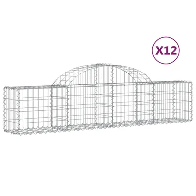 Zdjęcie produktu dla vidaXL Gabiony z wysokim łukiem 12 sztuk 200x30x40/60 cm Ocynkowane żelazo
