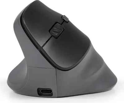 Produktbild von BakkerElkhuizen PRF Pro mouse Left, Linkshändig, Vertikale Ausführung, Optisch, RF Wireless + Bluetooth + USB Type-C, 2400 DPI, Schwarz, Grau