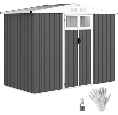 Immagine prodotto di Piccolo capanno da giardino – Capanno in metallo antracite di 2,7 m² con griglie di ventilazione e porta a due ante