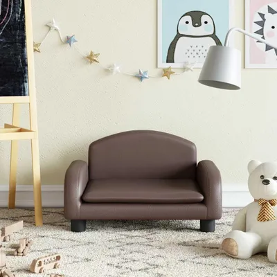 Obrázok produktu pre vidaXL Detská pohovka hnedá 50x40x30 cm Imitácia kože