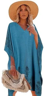 Zdjęcie produktu dla Sukienka plażowa kaftan damska kwiatowa okrycie kąpielowe na plażę