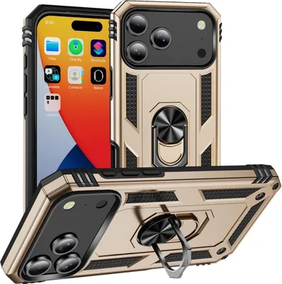 Produktbild von Mobigear Armor Ring iPhone 17 Pro Max Hülle Hardcase Backcover Stoßfest mit Ringhalter - Gold