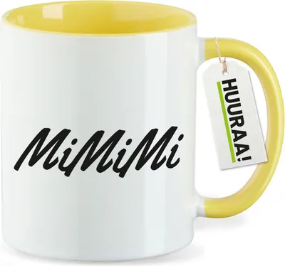 Produktbild von Huuraa Kaffeetasse Mimimi Schriftzug 330ml Gelb Keramik Kaffeebecher Geschenkidee