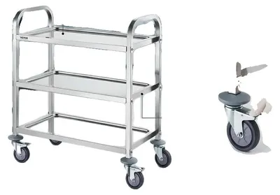 Obrázek produktu pro Průmyslový vozík, nerezová ocel, třípatrový design, stříbrná barva