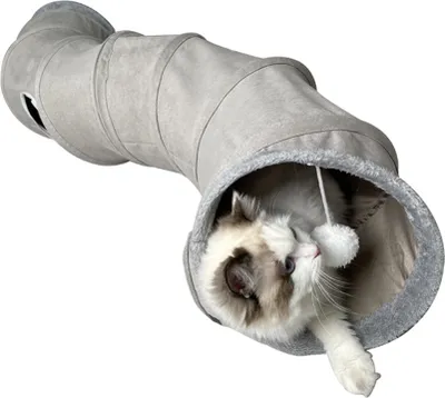 Produktbild von Katzentunnel, Katzentunnel, Katzentunnel Stoff mit Ball und Katzenspielzeug, Spieltunnel für Katze und Kaninchen, Kaninchentunnel, stabil, rostet nicht