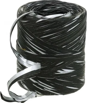 Produktbild von Raffia Band Schwarz Silber Geschenkband Dekoband 200m Trauerkranz Tischschmuck Schleifenband