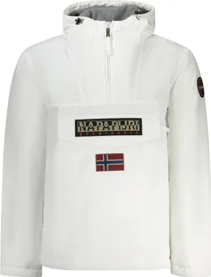 Produktbild von Herren-Regenjacke Weiß mit Kapuze und Reißverschlusstasche