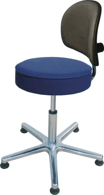 Produktbild von Drehhocker Indianapolis High mit Rückenlehne | Sitzhöhe 52-70cm | Ø 61cm | Tragfähigkeit 110kg | Kunstleder-Sitz | Aluminium-Fußkreuz mit Gleiter | Atollblau