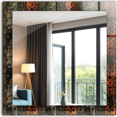 Produktbild von Bedruckter Spiegel - Wandspiegel - Dekorativer - Modern - 60x60 cm - Ethnisches Ornamentmuster
