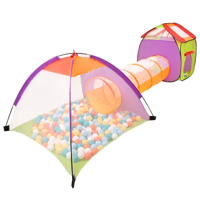 Obrázok produktu pre Selonis Stan na hranie 3v1 s tunelom Detské ihrisko PopUp Ball Pool so 100 loptičkami pre deti, viacfarebné: biela/žltá/oranžová/detská modrá/tyrkysová