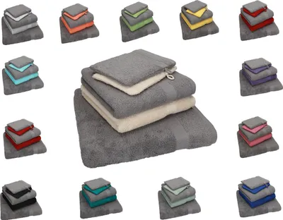 Produktbild von Betz 5 tlg. Handtuch Set SINGLE Pack 100% Baumwolle 1 Duschtuch 2 Handtücher 2 Waschhandschuhe Farbe - anthrazit grau - royalblau  250803