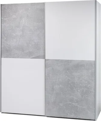 Produktbild von Schwebetürenschrank Kleiderschrank Schiebetürenschrank Schrank "Noni I" Weiß / Schachbrett Beton
