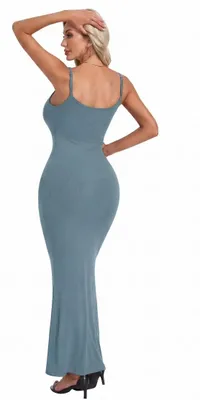 Productafbeelding van Maxi-Jurk Elegant - Bodycon Jurk - Spaghettibandjes - Verstelbare Bandjes - Rugvrij - Elastisch Materiaal - Zomerjurk