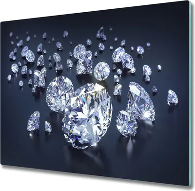 Produktbild von Glas Herdabdeckplatte 60x52 cm Spritzschutz Glasabdeckplatte Schneidebrett Diamanten