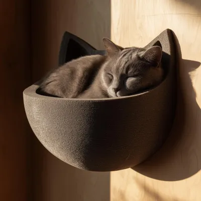 Obrázok produktu pre Decords 3D – Mačací posteľový systém na stenu, s ušami, 65 cm