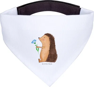 Produktbild von Mr. & Mrs. Panda Halstuch Für Hunde Igel Blumen - Weiß - Geschenk, Besuch, Krankheit, Genesungswünsche, Krankenhaus, Hundehalstuch, Tuch, Lustige Sprüche, Hund