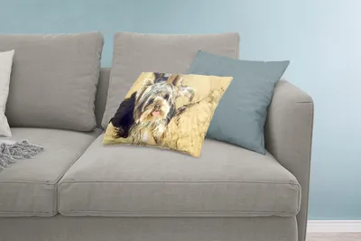 Produktbild von MuchoWow® Zierkissen Sofakissen Wohnzimmer Dekokissen 60x40 cm Yorkshire Terrier am Strand - Kopfkissen - Polster mit Foto
