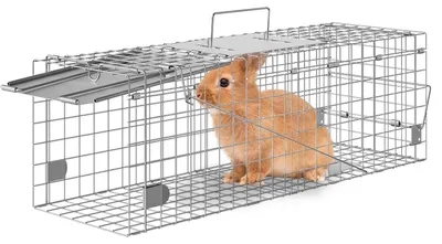 Image de VEVOR Piège à fouines 610x203x203mm Piège vivant fil de fer galvanisé Piège à lapins Piège à animaux Piège à fil Piège à boîte Cage de capture universelle pour ratons laveurs chats écureuils rayés