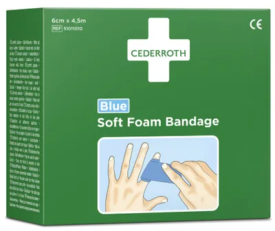 Produktbild von Cederroth Soft Foam Bandage 4,5 m x 6 cm blau