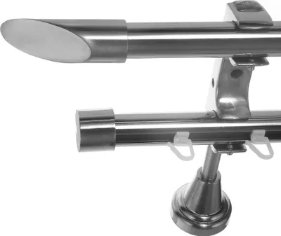 Produktbild von Rohr + Innenlauf Edelstahl Look Gardinenstange Ø 20mm Wandträger 2-läufig zweiläufig Wandbefestigung Schräge H60 E32E30 RI