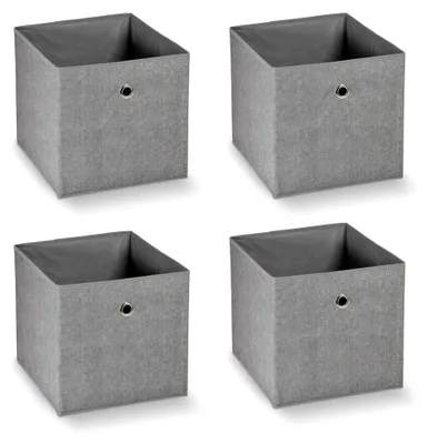 Produktbild von 4 Stück Faltbare Aufbewahrungsbox aus Polypropylen in Grau 32x32x32 cm Faltbox Organizer Kiste