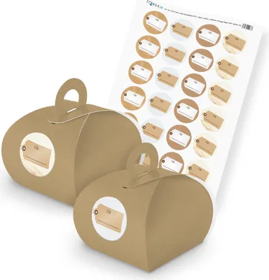 Produktbild von itenga SET Etiketten Vintage Papier Mix unlackiert  (Motiv 79) 24x Geschenkschac