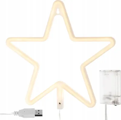 Obrázek produktu pro Velká LED Dekorační Hvězda, Teplá Bílá, Plast, 28x28x2.2 cm