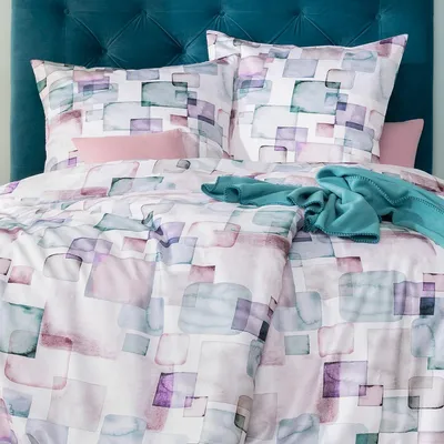 Produktbild von Estella Mako-Satin Bettwäsche Squares rosa 155x220 cm + 80x80 cm