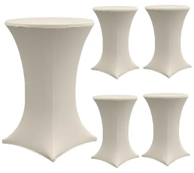 Produktbild von 5x Stehtischhusse Stretch 70 cm beige Tischdecke Husse Bistrotisch Partytisch