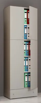 Produktbild von VCM XXL Büroschrank mit 5 Fächern und einer Schublade | moderner Aktenschrank mit Drehtüren | Maße ca. H. 200 x B. 70 x T. 39 cm – Lona 5-Fach