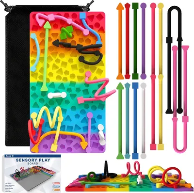 Productafbeelding van Sensory Activity Board voor sensorische activiteiten - Fidgetspeelgoed - Autisme - Adhd - Reistas en 12 snaren