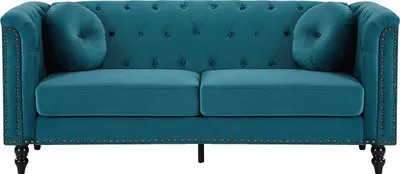 Produktbild von 3-Sitzer-Sofa aus Velours - Farbe marine TURNER