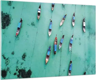 Produktbild von Bilder auf glas - Einteilig - Boote mit Luft - 100x70cm - Glasbilder - Wandbilder - Bilder - zum Aufhängen bereit - Wanddekoration aus Glas - Glas Bilder - Wandbild auf Glas - GAA100x70-4362