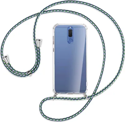 Produktbild von Handykette Backcover-Schutzhülle mit Band (Metall silberfarben) für Huawei Mate 10 Lite / G10 - grün/blau/weiß