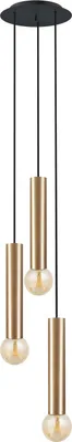 Produktbild von Pendelleuchte Metall Messing massiv E27 20 cm breit H: max. 130 cm in Schwarz 3-flammig rund Modern