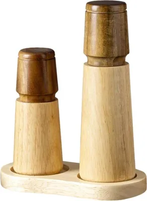 Produktbild von Manuelles Pfeffermühlen-Set, manuelle Salz- und Pfeffermühle aus Holz mit einstellbarer Mahlstärke und Ablage für die Küche zu Hause