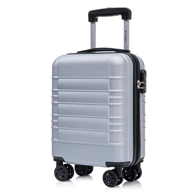 Produktbild von Koffer Trolley Reisekoffer Suitcase, Rollkoffer Handgepäck ,mit 4 Rollen360°, Hartschalenreisekoffer, Zahlenschloss, Weicher Gummigriff (S,Silber)